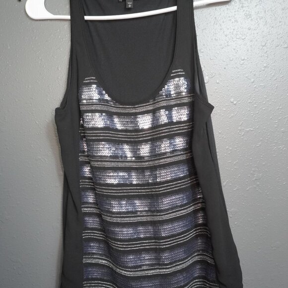 Express Womens Grey Black Bundle (2) Sequin Sexy Basic Tank Tops Size Small - Picture 2 of 11